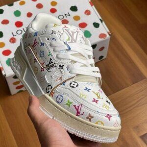Louis Vuitton Murakami White Multicolor Monogram Trainer Women's Size 9